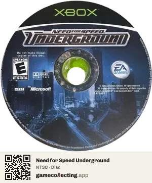 Need for Speed Underground Xbox, NTSC disc