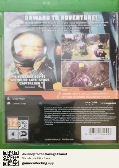 Journey to the Savage Planet Xbox One, PAL box back