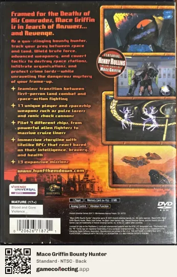 Mace Griffin Bounty Hunter PlayStation 2, NTSC box back