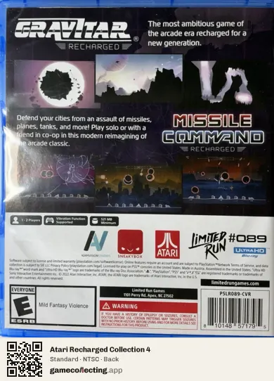 Atari Recharged Collection 4 PlayStation 5, NTSC box back