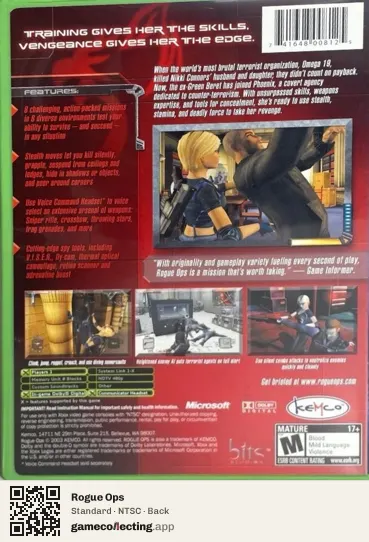Rogue Ops Xbox, NTSC box back