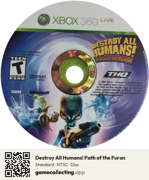 Destroy All Humans! Path of the Furon Xbox 360, NTSC disc
