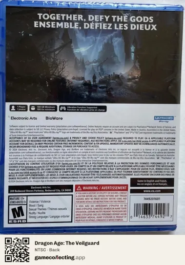 Dragon Age: The Veilguard PlayStation 5, NTSC box back