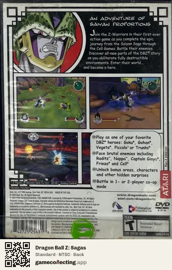 Dragon Ball Z: Sagas PlayStation 2, NTSC box back