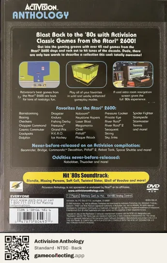 Activision Anthology PlayStation 2, NTSC box back