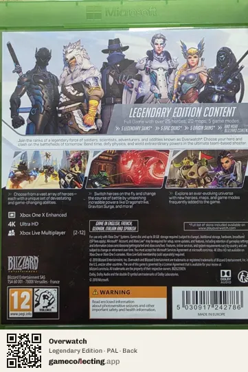 Overwatch Xbox One, PAL box back