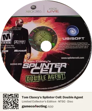 Tom Clancy's Splinter Cell: Double Agent Xbox 360, NTSC disc
