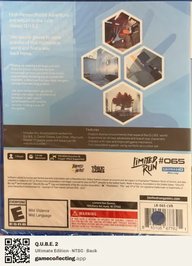 Q.U.B.E. 2 PlayStation 5, NTSC box back