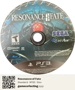 Resonance of Fate PlayStation 3, NTSC disc