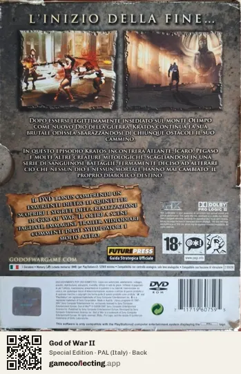 God of War II PlayStation 2, Italy box back