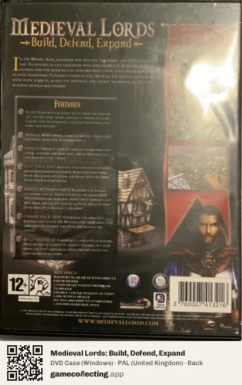 Medieval Lords: Build, Defend, Expand Computer, United Kingdom box back