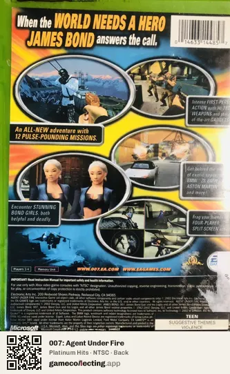 007: Agent Under Fire Xbox, NTSC box back