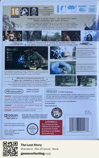 The Last Story Nintendo Wii, France box back