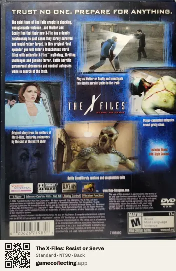 The X-Files: Resist or Serve PlayStation 2, NTSC box back