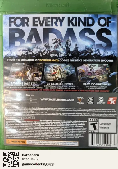Battleborn Xbox One, NTSC box back