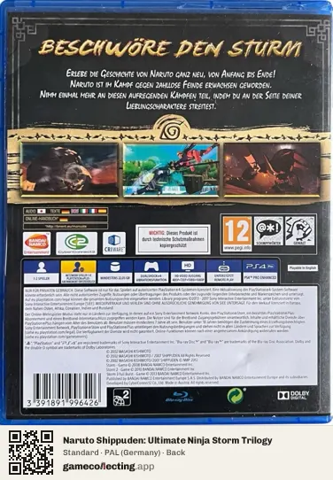 Naruto Shippuden: Ultimate Ninja Storm Trilogy PlayStation 4, Germany box back
