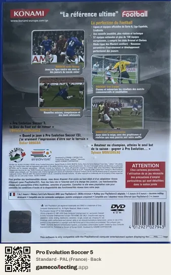 Pro Evolution Soccer 5 PlayStation 2, France box back
