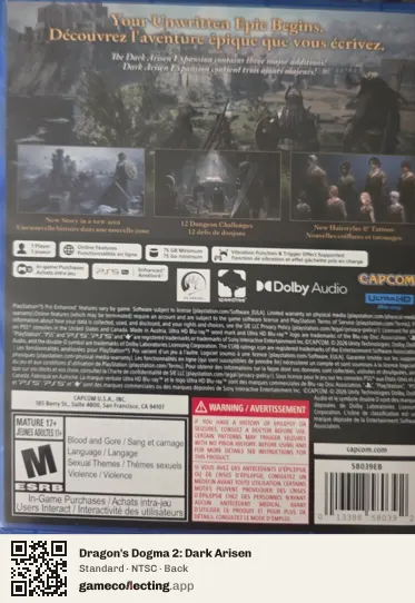 Dragon's Dogma 2: Dark Arisen PlayStation 5, NTSC box back