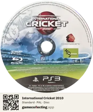 International Cricket 2010 PlayStation 3, PAL disc