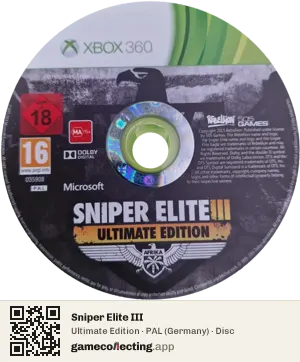 Sniper Elite III Xbox 360, PAL disc