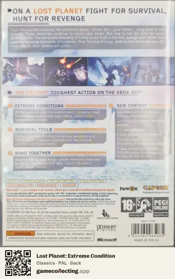 Lost Planet: Extreme Condition Xbox 360, PAL box back