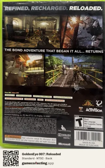 GoldenEye 007: Reloaded Xbox 360, NTSC box back