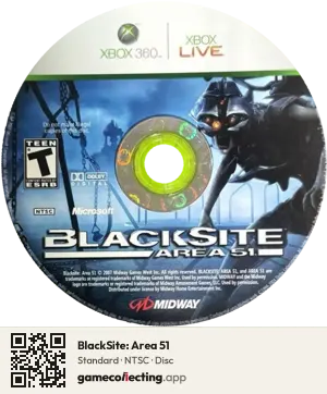 BlackSite: Area 51 Xbox 360, NTSC disc