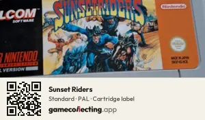 Sunset Riders Super Nintendo Entertainment System, PAL cartridge label