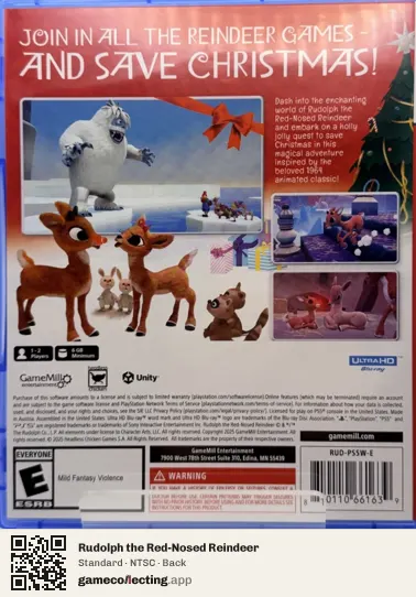 Rudolph the Red-Nosed Reindeer PlayStation 5, NTSC box back