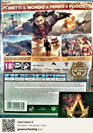 Just Cause 3 PlayStation 4, Italy box back