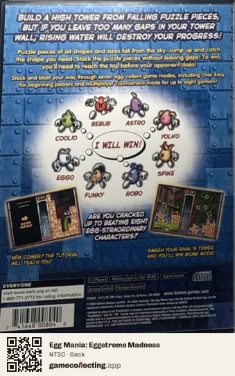 Egg Mania: Eggstreme Madness PlayStation 2, NTSC box back