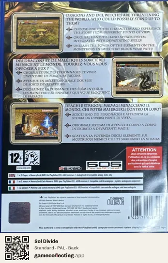 Sol Divide PlayStation 2, PAL box back