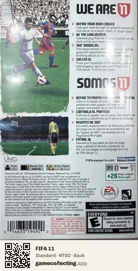 FIFA 11 PlayStation Portable, NTSC box back