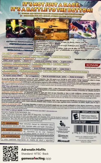 Adrenalin Misfits Xbox 360, NTSC box back