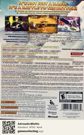Adrenalin Misfits Xbox 360, NTSC box back