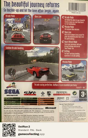 OutRun 2 Xbox, PAL box back