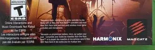 Rock Band 4, the ESRB box on its front