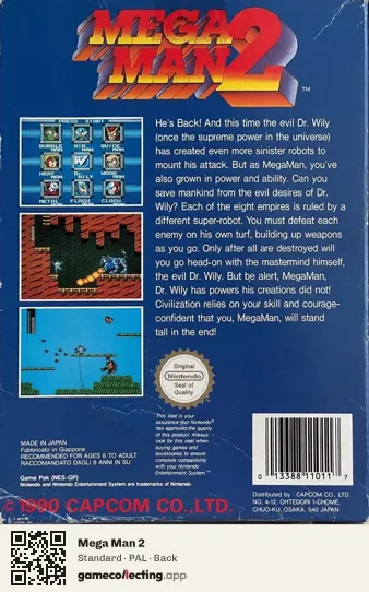 Mega Man 2 Nintendo Entertainment System, PAL box back