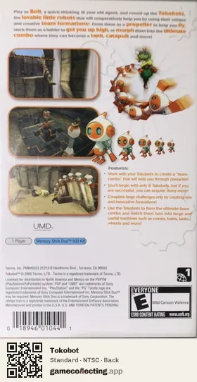 Tokobot PlayStation Portable, NTSC box back