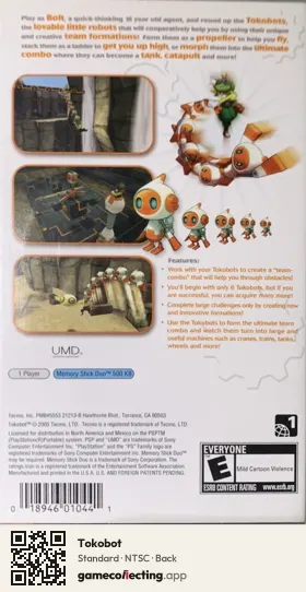 Tokobot PlayStation Portable, NTSC box back