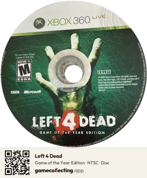 Left 4 Dead Xbox 360, NTSC disc