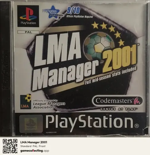 LMA Manager 2001 PlayStation, PAL box front