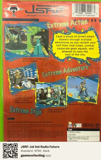 JSRF: Jet Set Radio Future Xbox, NTSC box back