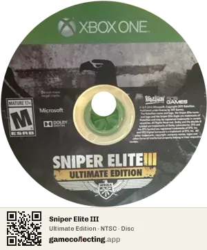 Sniper Elite III Xbox One, NTSC disc
