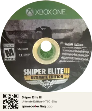 Sniper Elite III Xbox One, NTSC disc