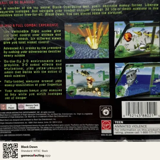 Black Dawn PlayStation, NTSC box back