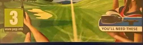 Everybody's Golf VR, the PEGI square on its front