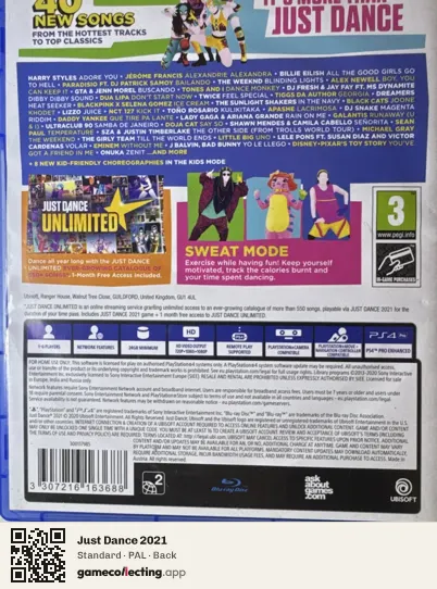 Just Dance 2021 PlayStation 4, PAL box back