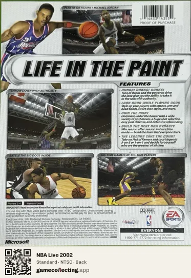 NBA Live 2002 Xbox, NTSC box back