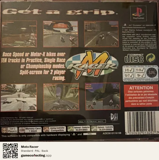 Moto Racer PlayStation, PAL box back